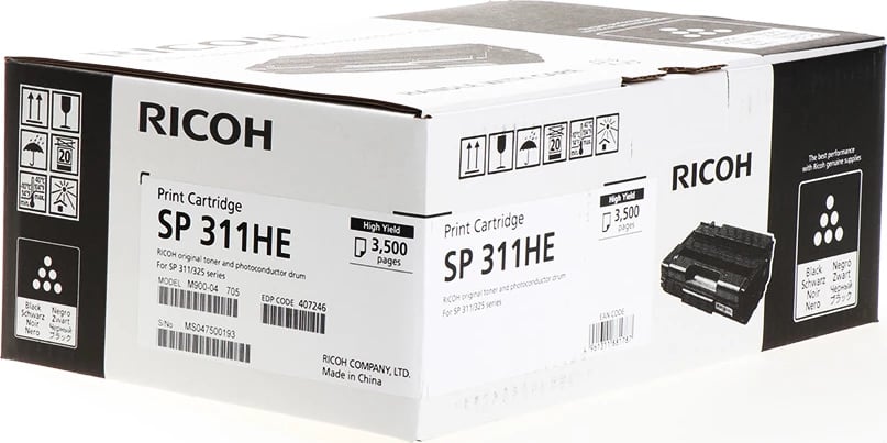 Toner, Ricoh, SP 311HE 407246, rendiment 3500 faqe, madhësi XL, e zezë