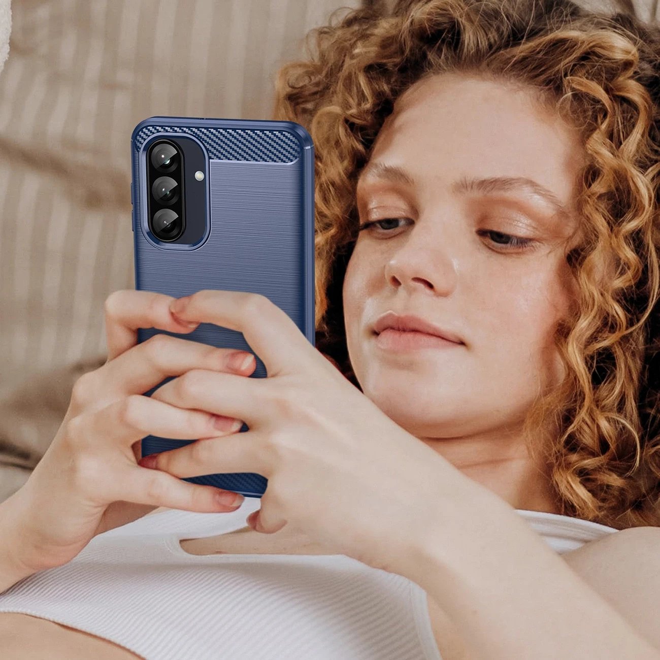 Mbështjellës Hurtel Carbon Case për Samsung Galaxy A56/A36, TPU, Kaltër