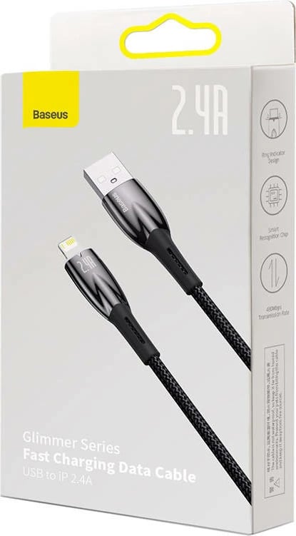 Kabllo USB në Lightning Baseus Glimmer Series CADH000201, 1m, e zezë