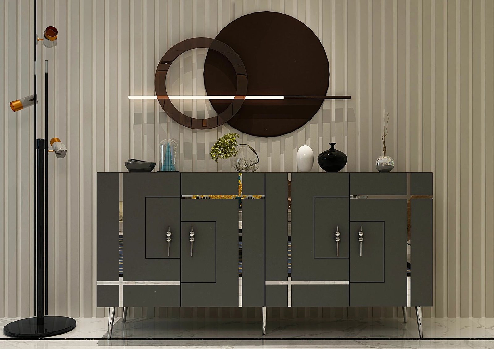 Konsol Skye Decor, Line KB150, antracit, argjend