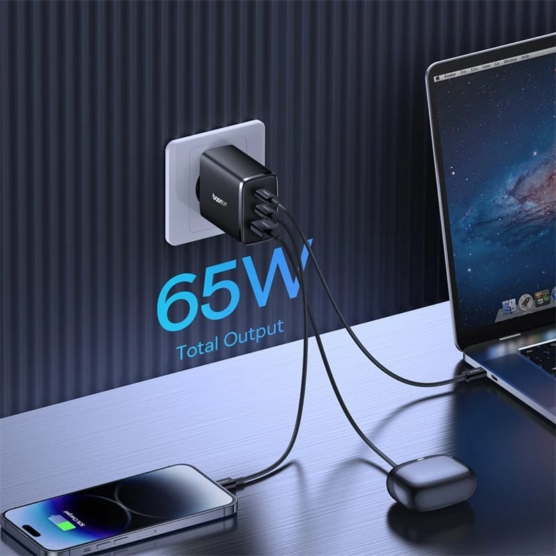 Karikues muri Baseus Cube Pro, 65W, 2x USB-C, USB-A, i zi