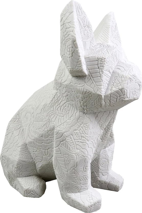 Dekor qen Monty B, polirezine e bardhë, 18x12x22cm