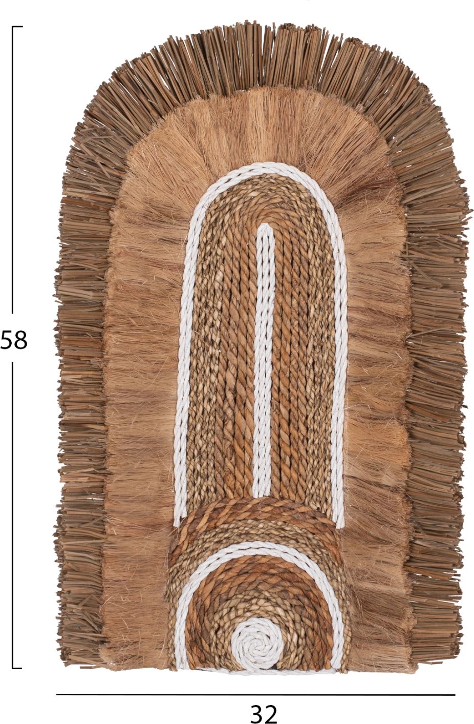 Dekor muri me fibra abaka dhe litar, ngjyrë natyrale, 32x58x8 cm, FH7791