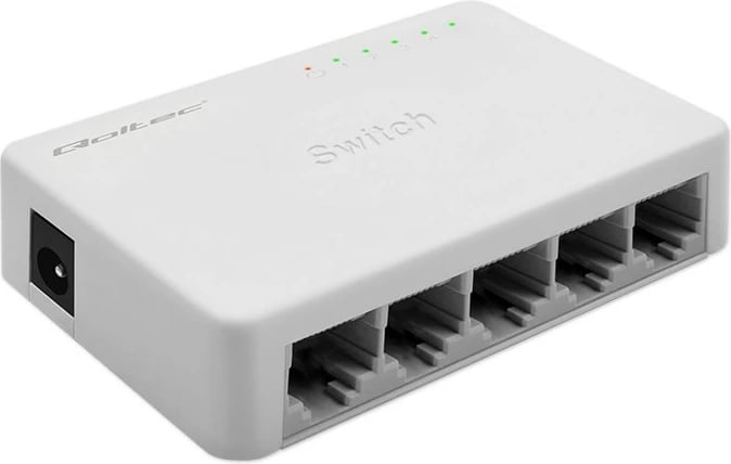 Kasë rrjeti Qoltec 52247, 5 porta RJ45, Gigabit Ethernet, e bardhë