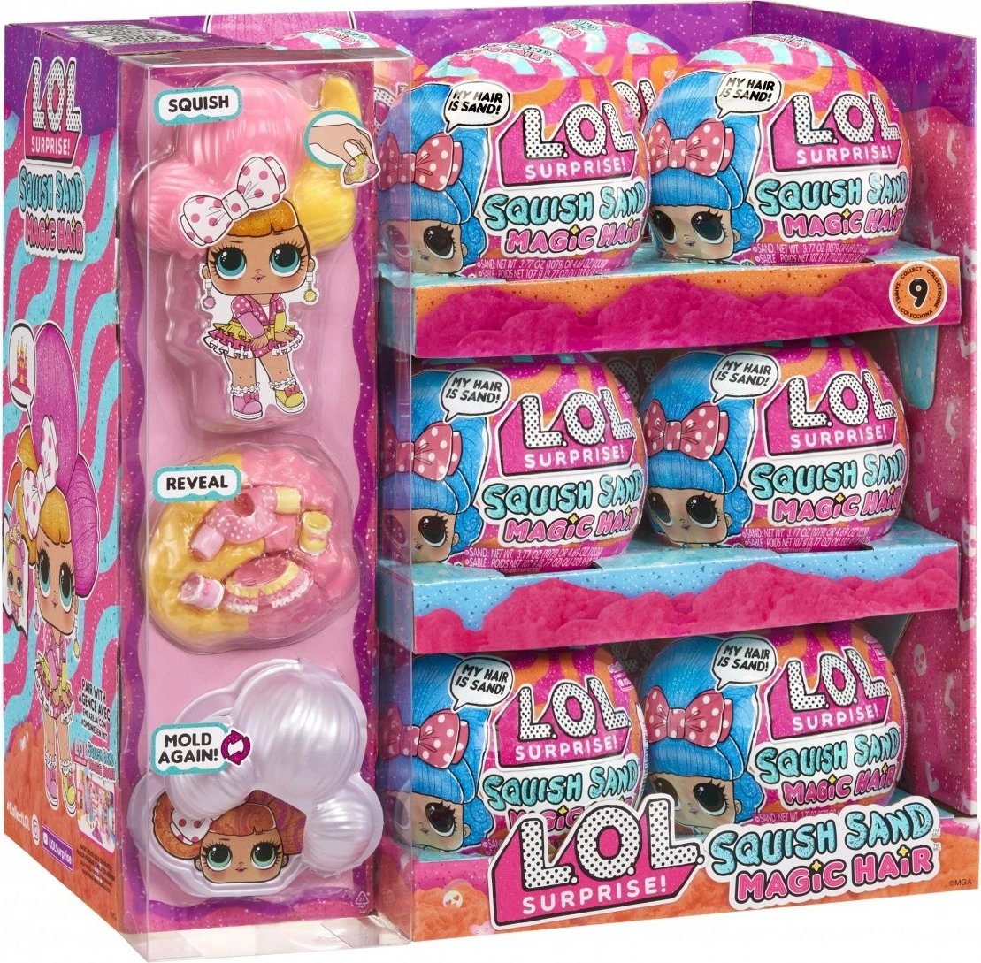 Set lodrash L.O.L. Surprise Kinetic Sand Tots, 12 copë, me rërë magjike, për vajza, ngjyra të përziera