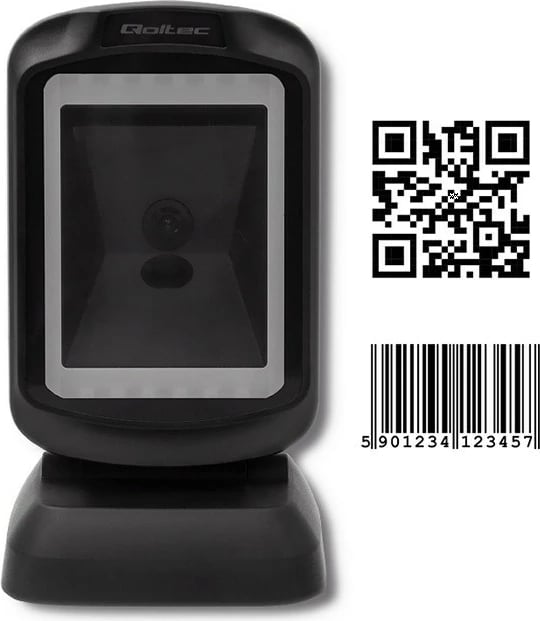 Skaner barkodi dhe QR Qoltec 50864, USB, i zi