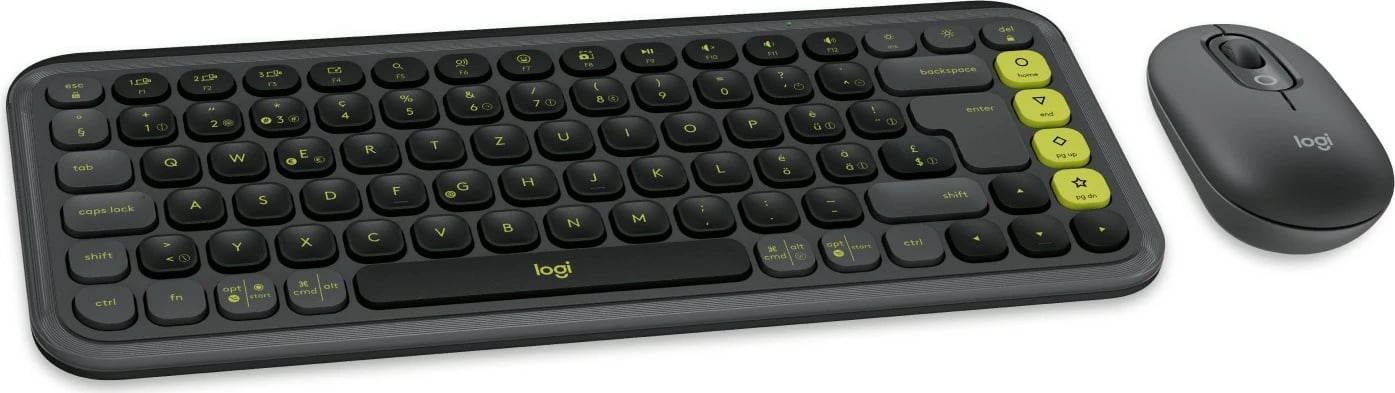 Set tastierë dhe maus Logitech POP ICON COMBO, wireless, Bluetooth, QWERTZ, grafit/jeshile