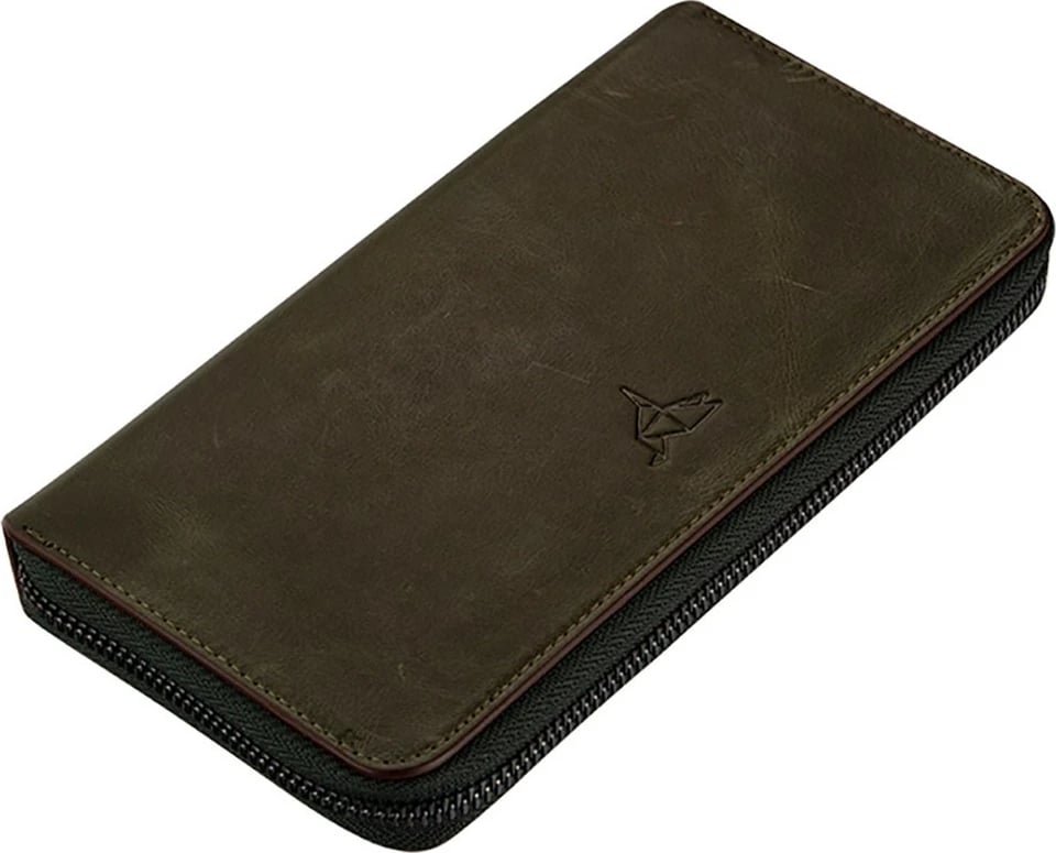 Portofol unisex Murphy, lëkurë origjinale, ngjyrë e gjelbër