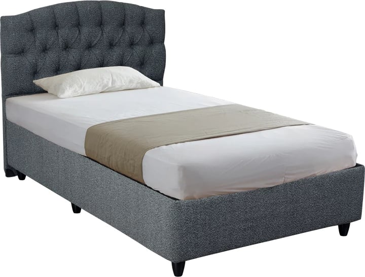 Krevat njësh me hapësirë ruajtëse boucle anthracite 120x200cm