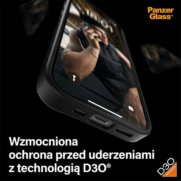 Mbështjellës PanzerGlass ClearCase për iPhone 15 Pro, Transparent & Zi