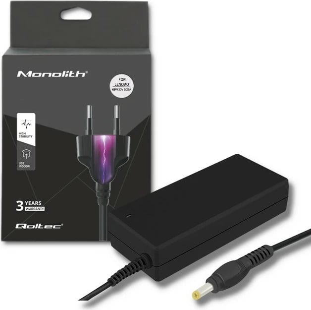 Kasë Qoltec për Lenovo, 65W, 20V, 3.25A, 4.0x1.7 mm, e zezë