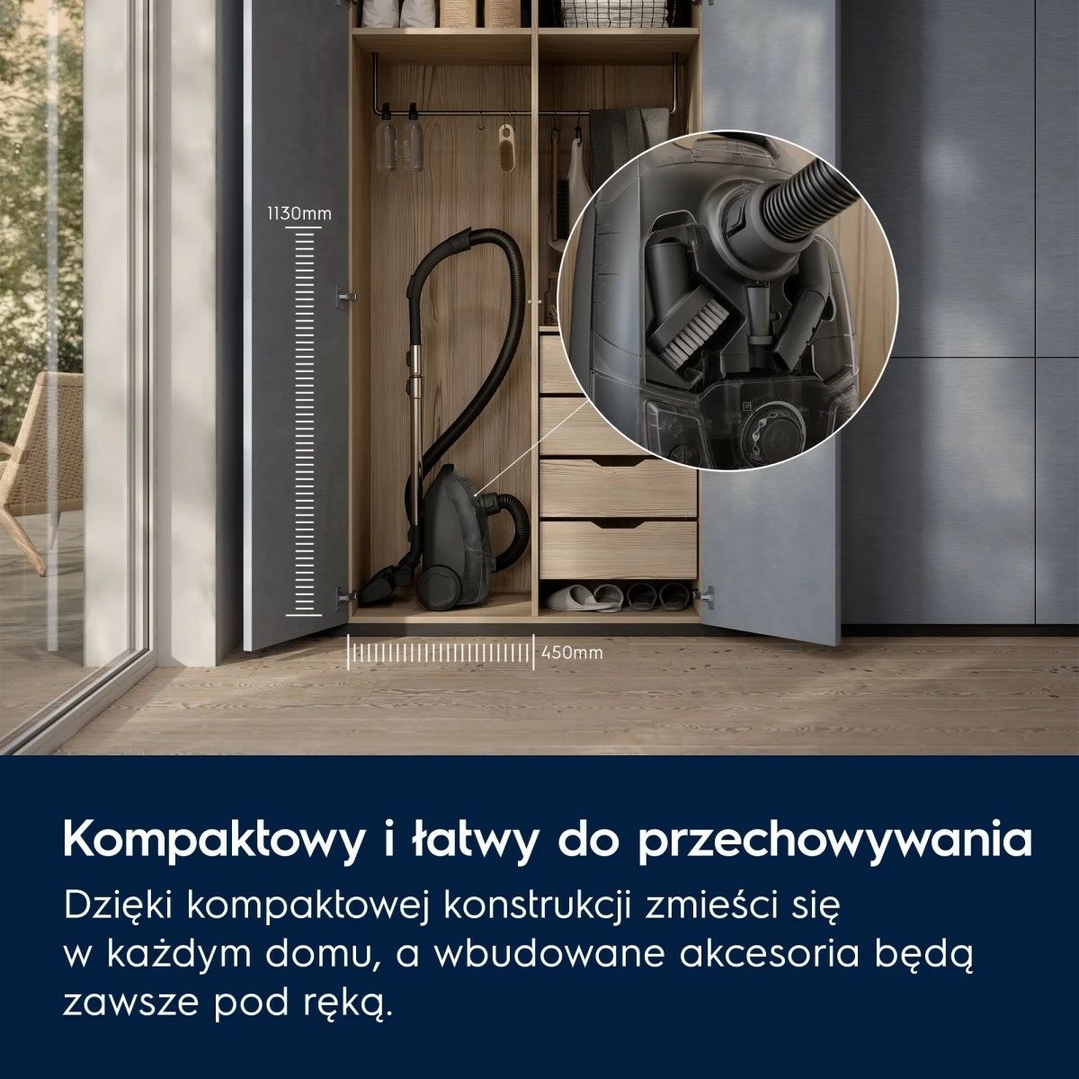 Fshesë me korrent me qese, Electrolux EB51C2GG, 750 W, 3 L, HEPA, rreze 8.5 m, gri