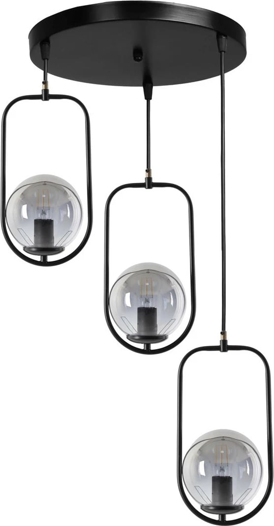 Llambë tavani Opviq, dru ahu, 3 pjesë, gotë e tymosur, e zezë, varëse