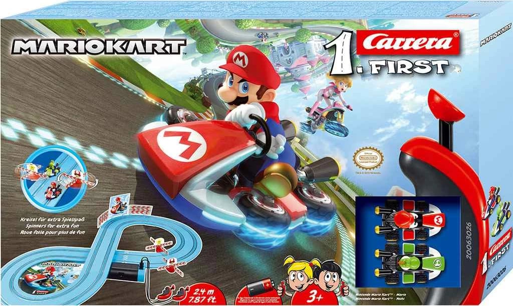 Set pistë garash, Milly Mally, Carrera FIRST Nintendo Mario Kart Mario & Yoshi, 2.4 m, Multicolor, set 2 makina