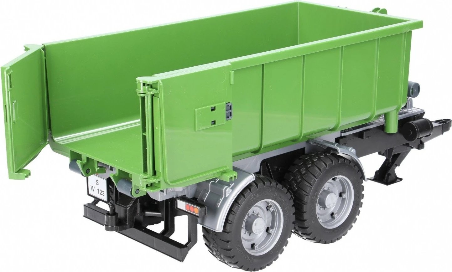 Rimorkio lodër BRUDER 02035 me kontejner për traktorë, plastikë, e gjelbër
