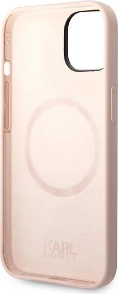 Mbështjellës Karl Lagerfeld KLHMP14MSLKHLP për iPhone 14 Plus 6.7", silikon, rozë e hapur, MagSafe