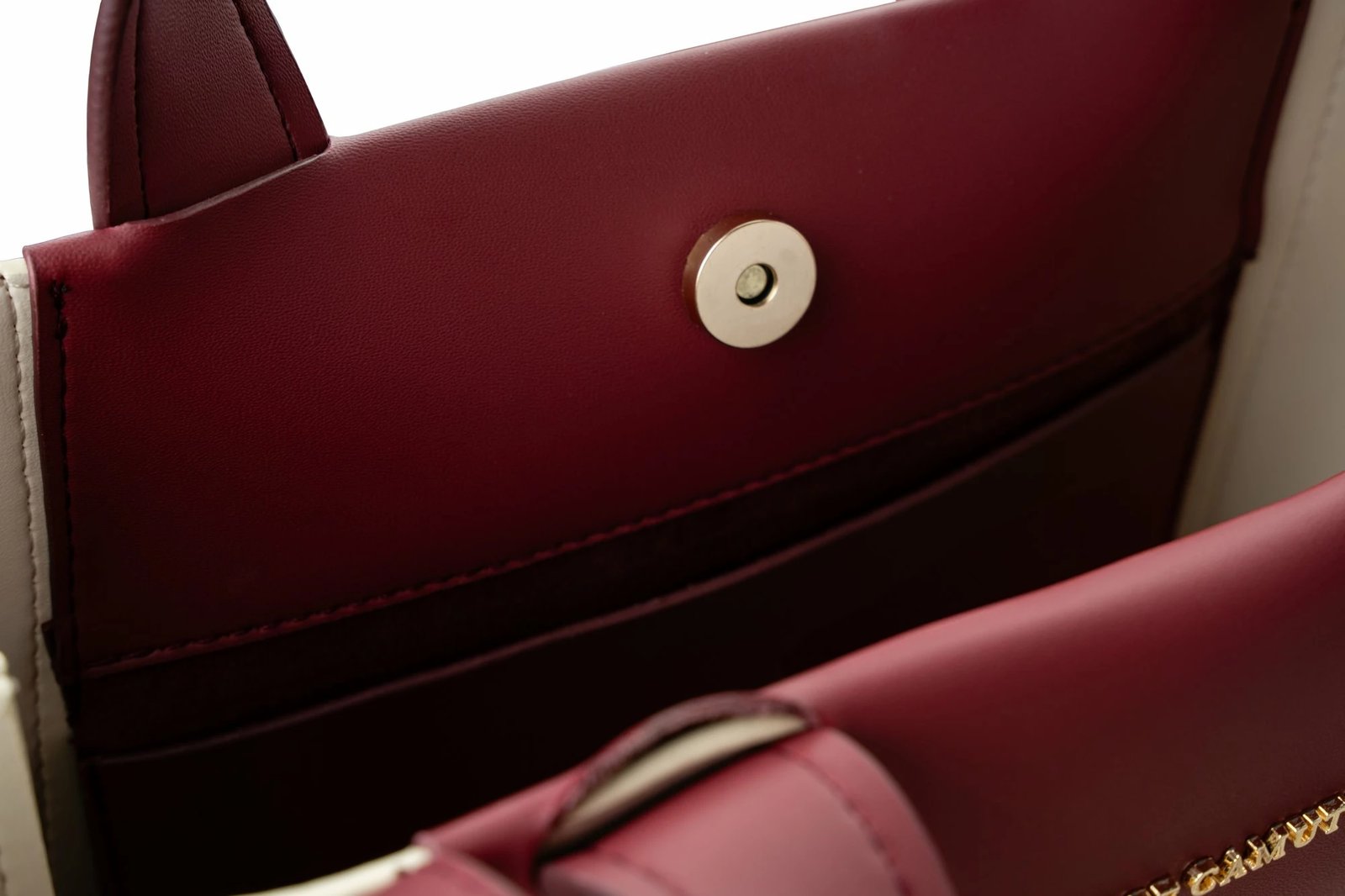 Tote bag, ngjyrë krem dhe e kuqe claret, Vince Camuto, Umbria