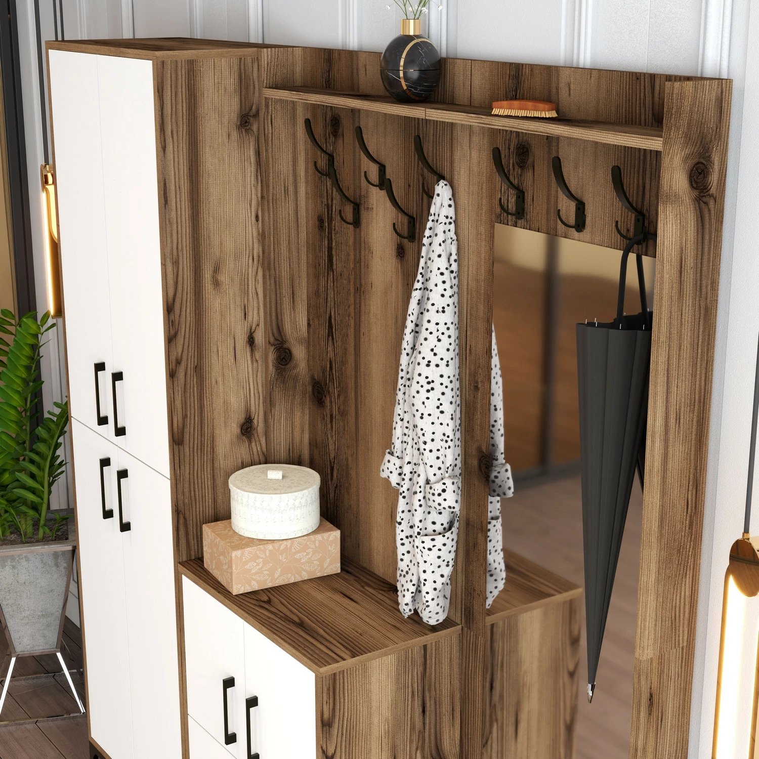 Stendë korridori Hanah Home, Berlin ABC, ngjyrë arrë dhe e bardhë