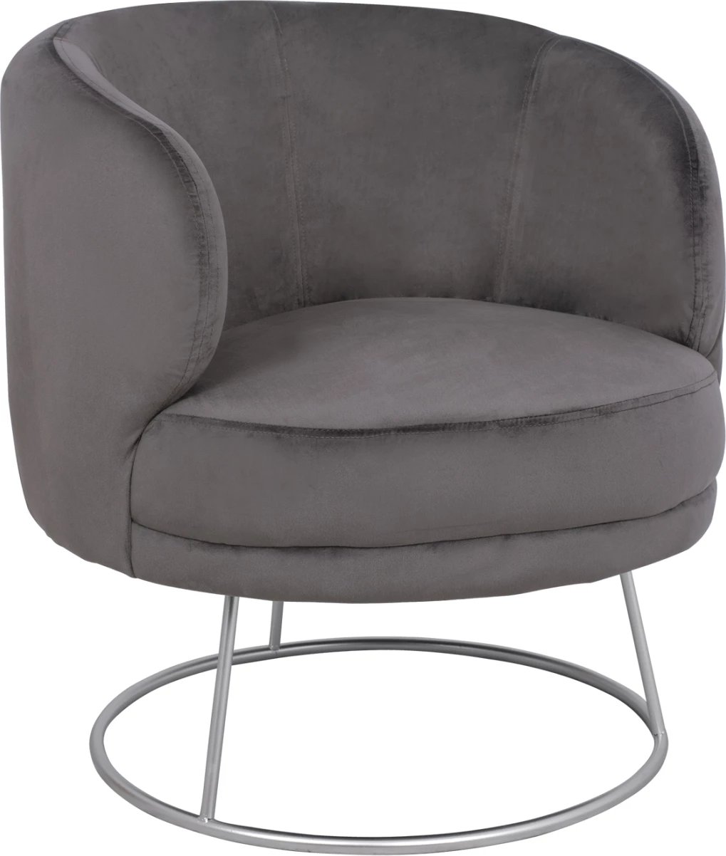 Karrige me krahë Arien FH8403.01, kadife gri, bazë argjendi 80x75x82cm