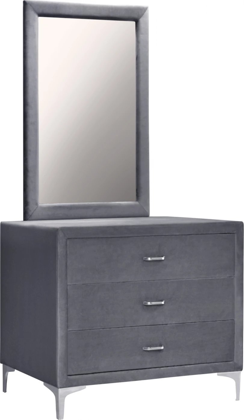 Toalet me pasqyrë Lyon FH596.01 prej kadifeje gri me këmbë argjendi 97x56x178cm