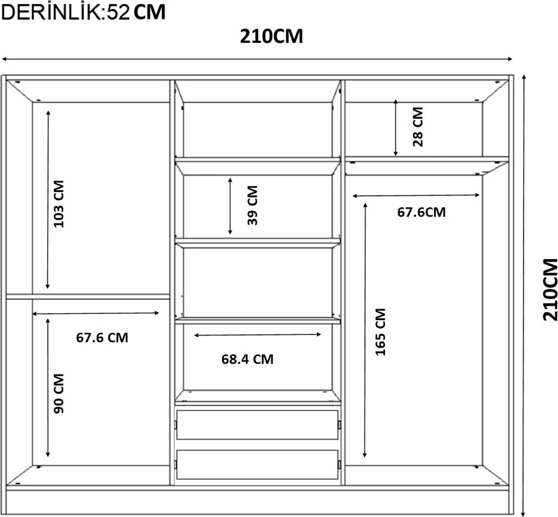 Dollap Skye Decor, ngjyrë e bardhë mat, RB-019, 210x210x52cm