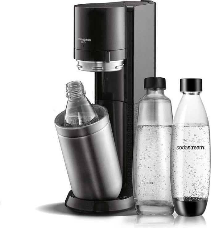 Aparat për gazifikim uji, SodaStream DUO QC, 1L, i zi, set me 1 karafë xhami & 1 shishe PET (1016812411)