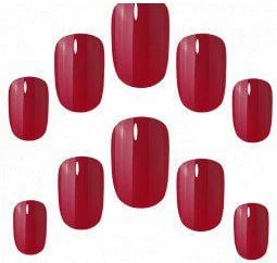 Thonj artificial Elegant Touch Polished Colour Squoval për të gjithë, Rich Red, 24 copë