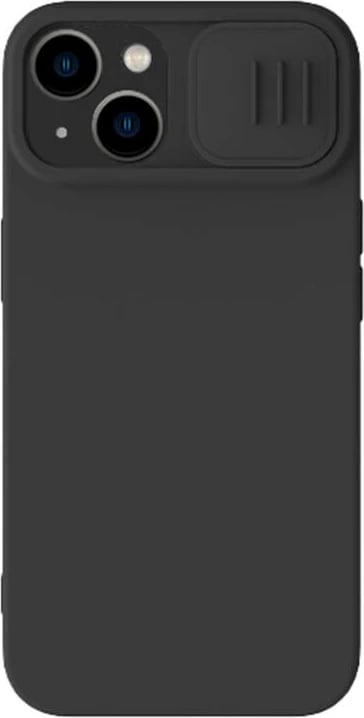 Mbështjellës Nillkin CamShield Silky Silicone për iPhone 15 Plus, i zi