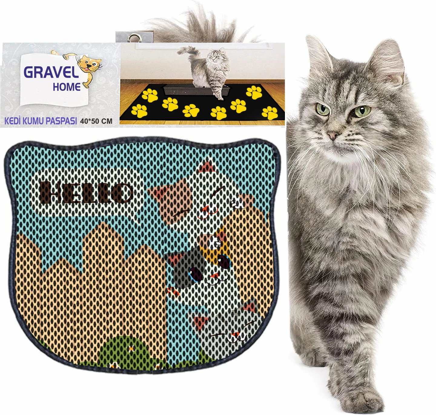 Tapet për rërë mace, shumëngjyrësh, Paws & Whiskers, Kdkafa0164, 40x50cm