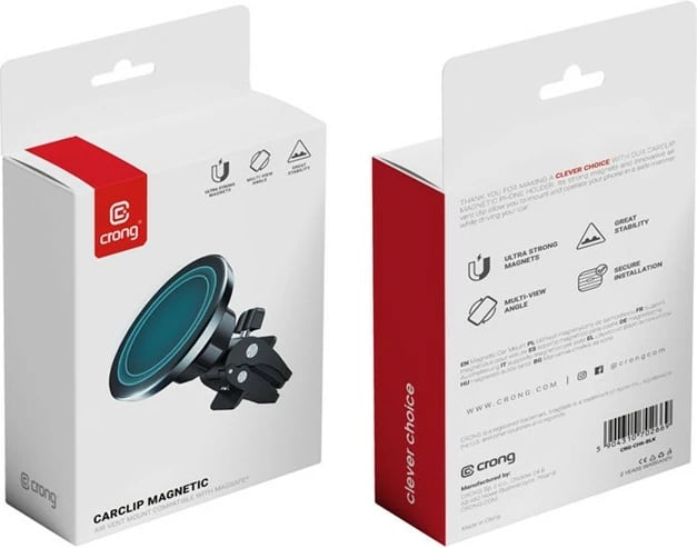 Mbajtëse magnetike për veturë CRONG CARCLIP MAGNETIC, MagSafe, e zezë
