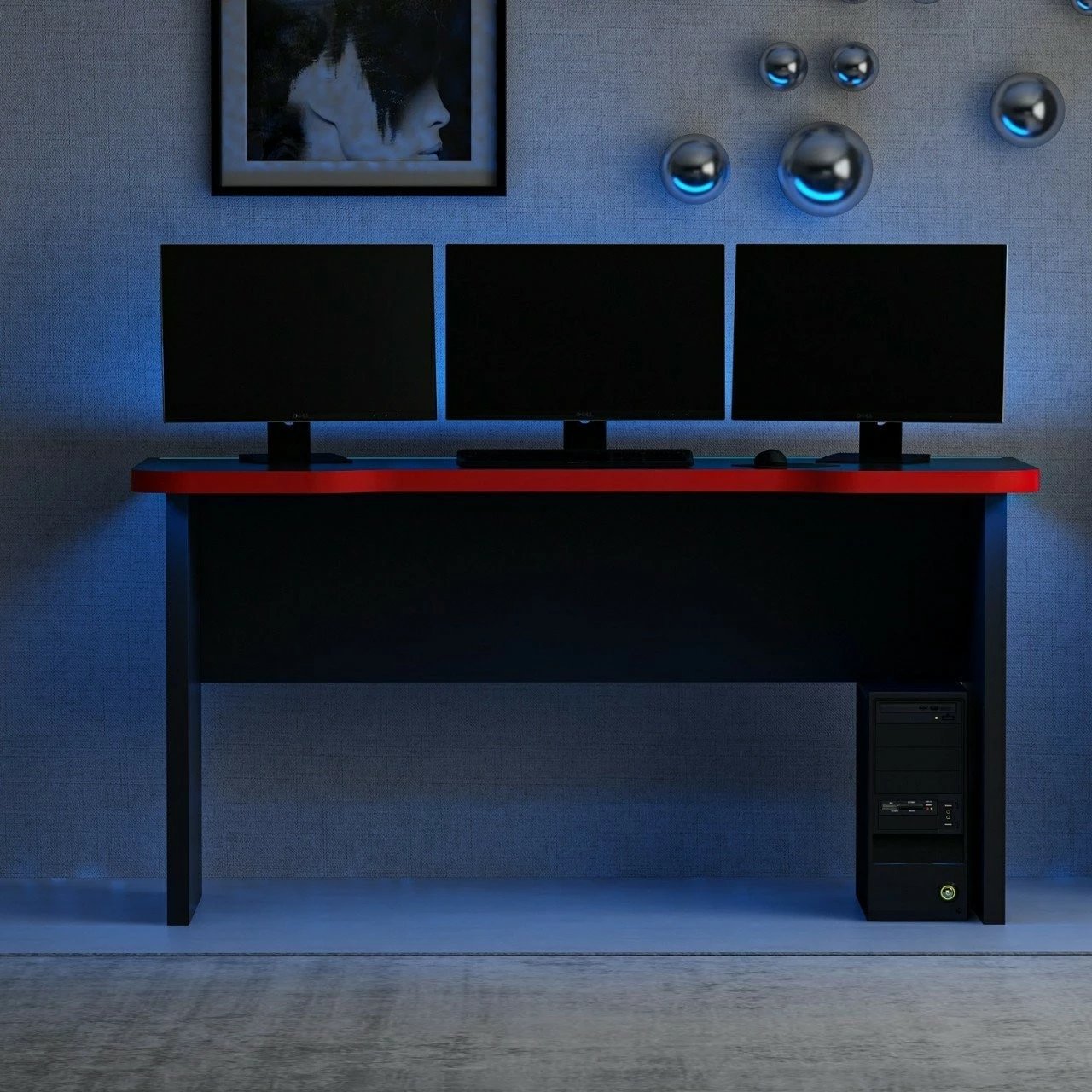 Tavolinë gaming Skye Decor, Phoenix 1, e zezë, e kuqe