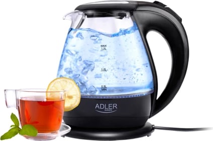 Çajnik elektrik xhami, Adler AD 1224, 1.5 L, 2200W, ndriçim LED, i zi