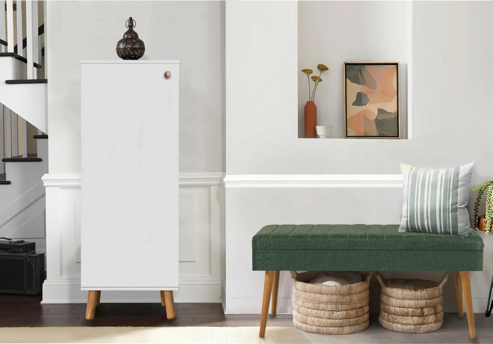 Set mobiljesh për korridor, ngjyrë e bardhë dhe e gjelbër, Skye Decor, 200-1070