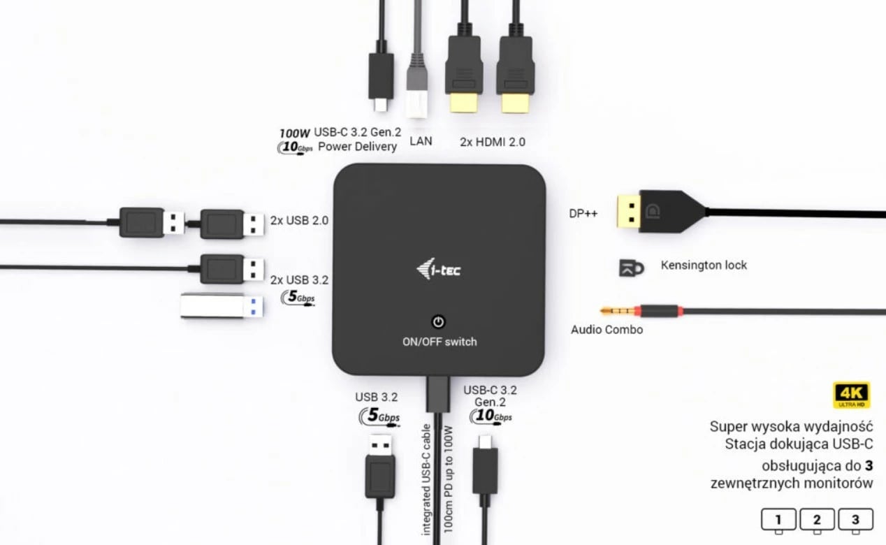 Stacion dokimi i-tec C31TRIVIDPRO100W me karikues universal 100W, i zi