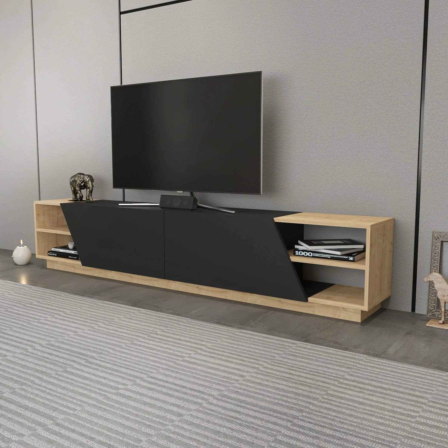 Komodë TV Hanah Home, ngjyrë lis dhe antracit, Rhodes