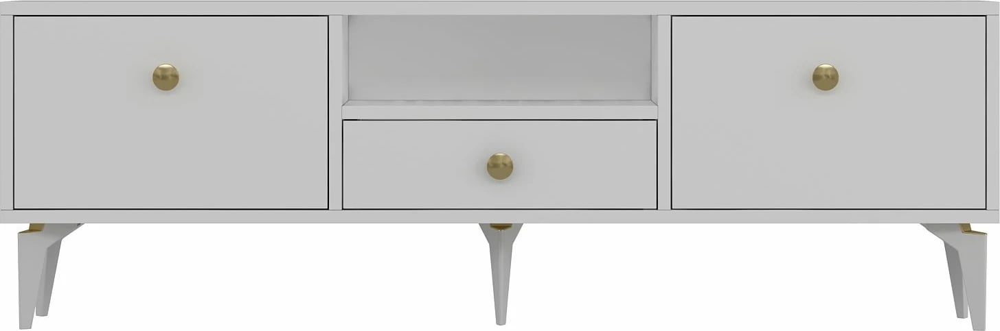 Komodë TV Skye Decor, 1300-DROP-1, e bardhë dhe ari