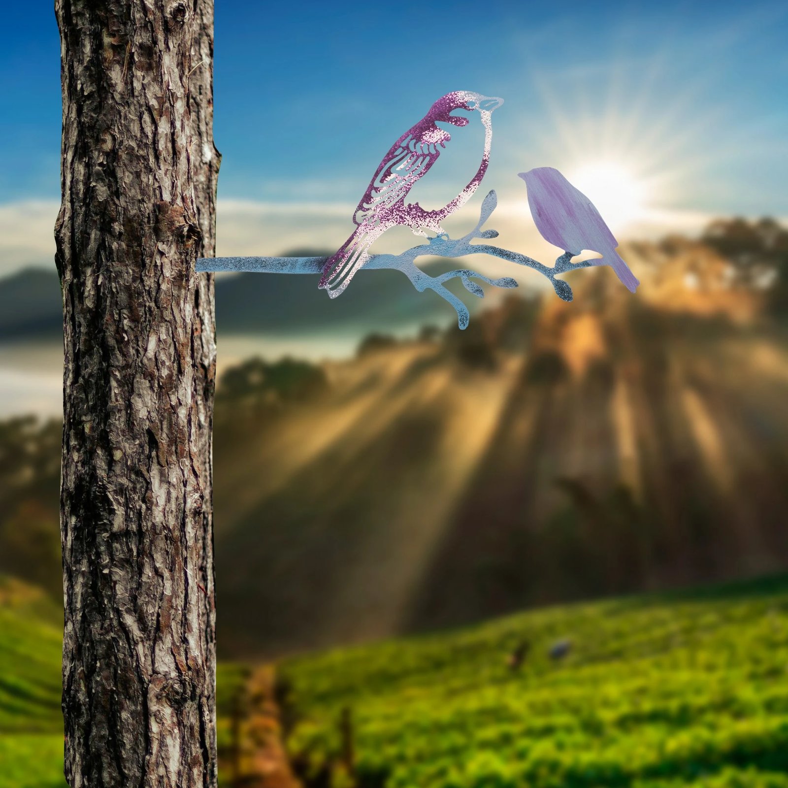 Objekt dekorativ për kopsht, Aberto Design, zog në degë, 22