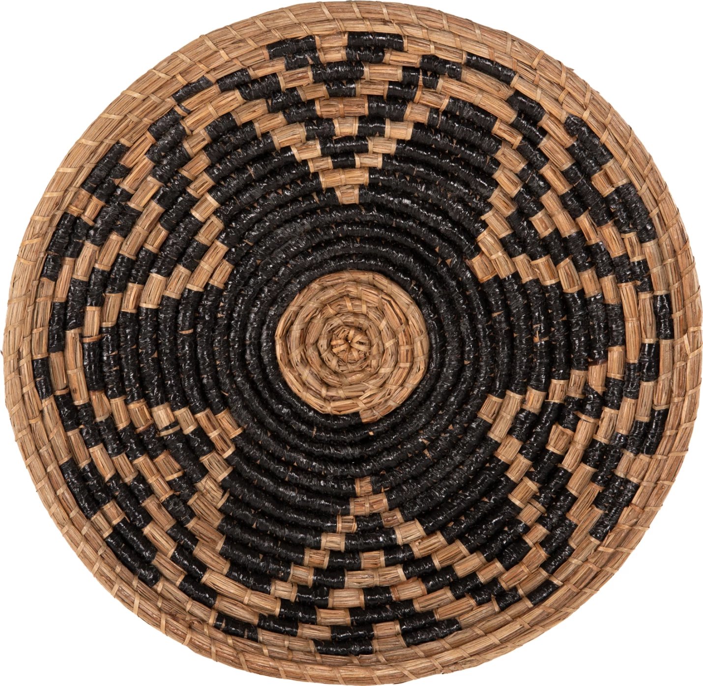 Dekor muri i rrumbullakët, bari Mendong, natyral-zi, FH7863, Φ51x6 cm