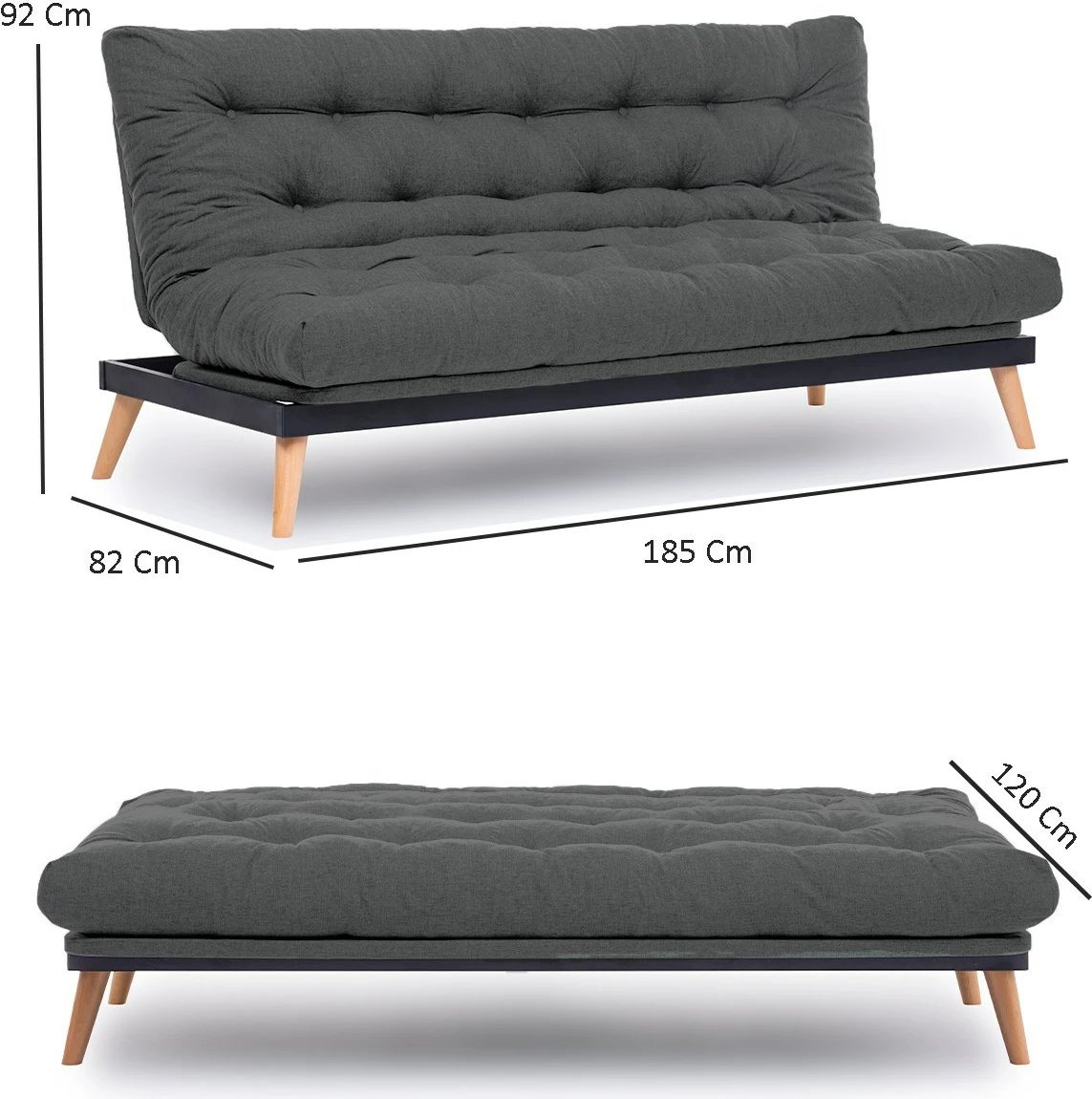 Divan-krevat treshe Atelier del Sofa, Saki, ngjyrë e gjelbër