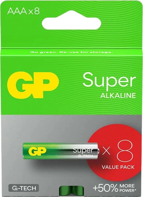 Bateri alkaline GP Super G-TECH AAA/LR03, 8 copë