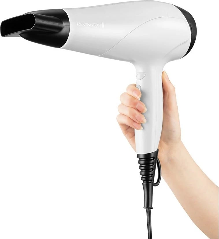 Tharëse flokësh Remington D3194, 2200 W, jonizim, e bardhë, me koncentrator dhe difuzor
