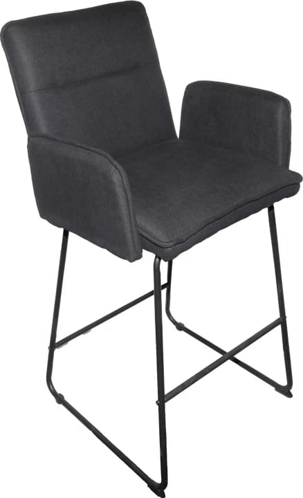 Karrige për bar Essential, set prej 4 copë, material pëlhurë e zezë, këmbë metalike të zeza, 57x64.5x107cm