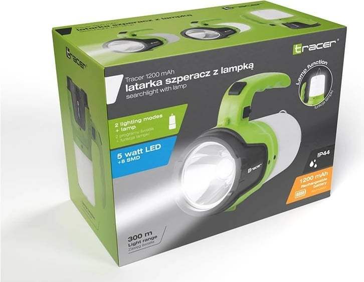 Fener Tracer TRAOSW46895, 1200mAh, 8 LED, i zi/gjelbër