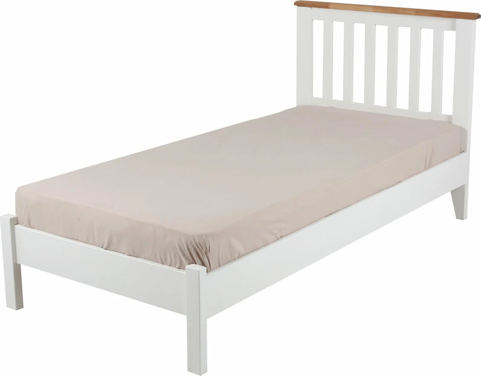 Krevat teke Hanah Home, Fidan Modern Country, 90x200, ngjyrë e bardhë dhe lis