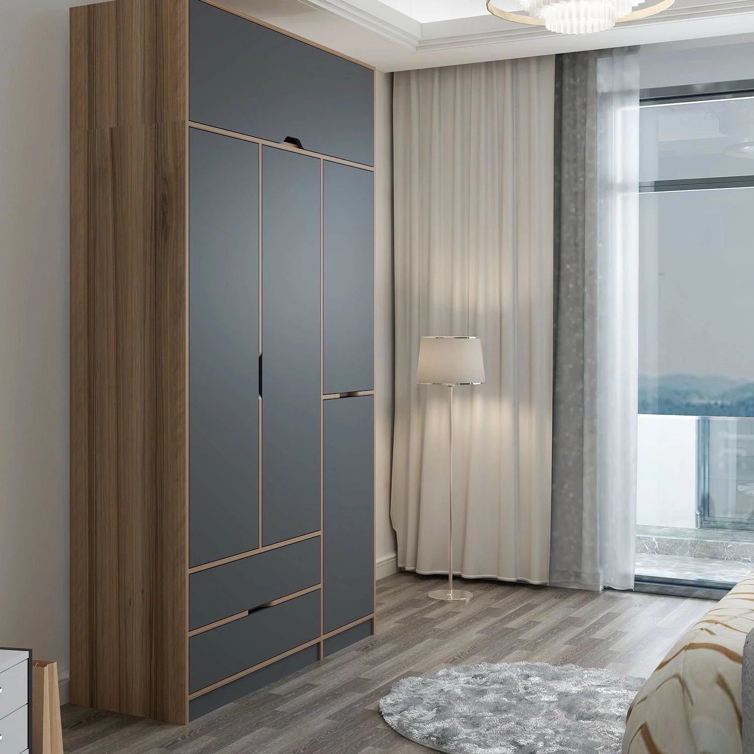 Dollap Skye Decor, Elina, anthracite-dore, 140x253x52cm