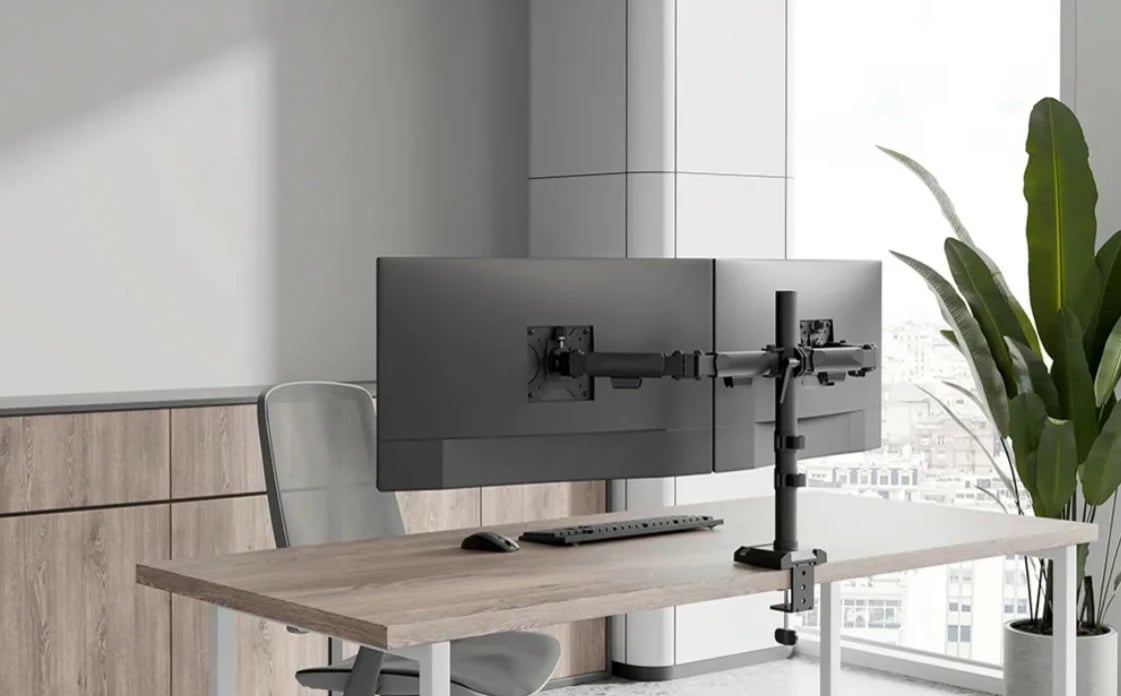 Krah monitori për tavolinë Neomounts DS60-600BL2, për 2 monitorë, Çelik, E zezë