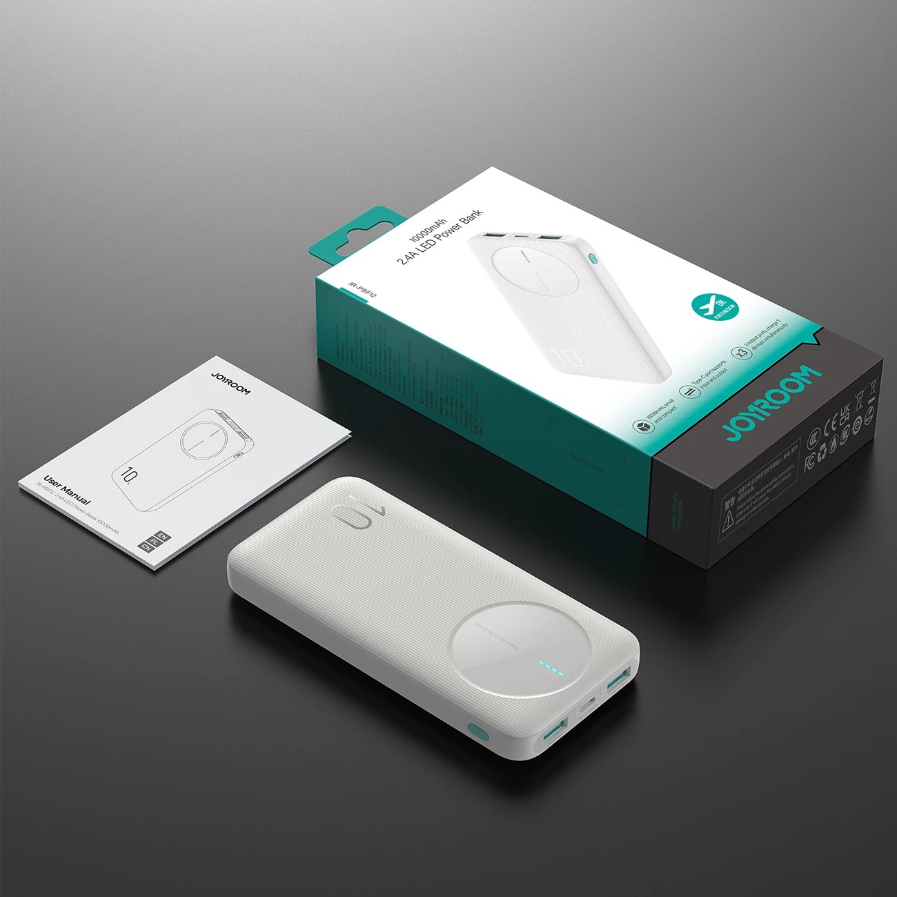 Powerbank Joyroom JR-PBF12, 10000mAh, 3 porta, i bardhë