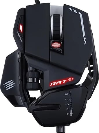 Mausi për lojëra Mad Catz R.A.T. 6+, USB Type-A, Optik, 12000 DPI, i zi