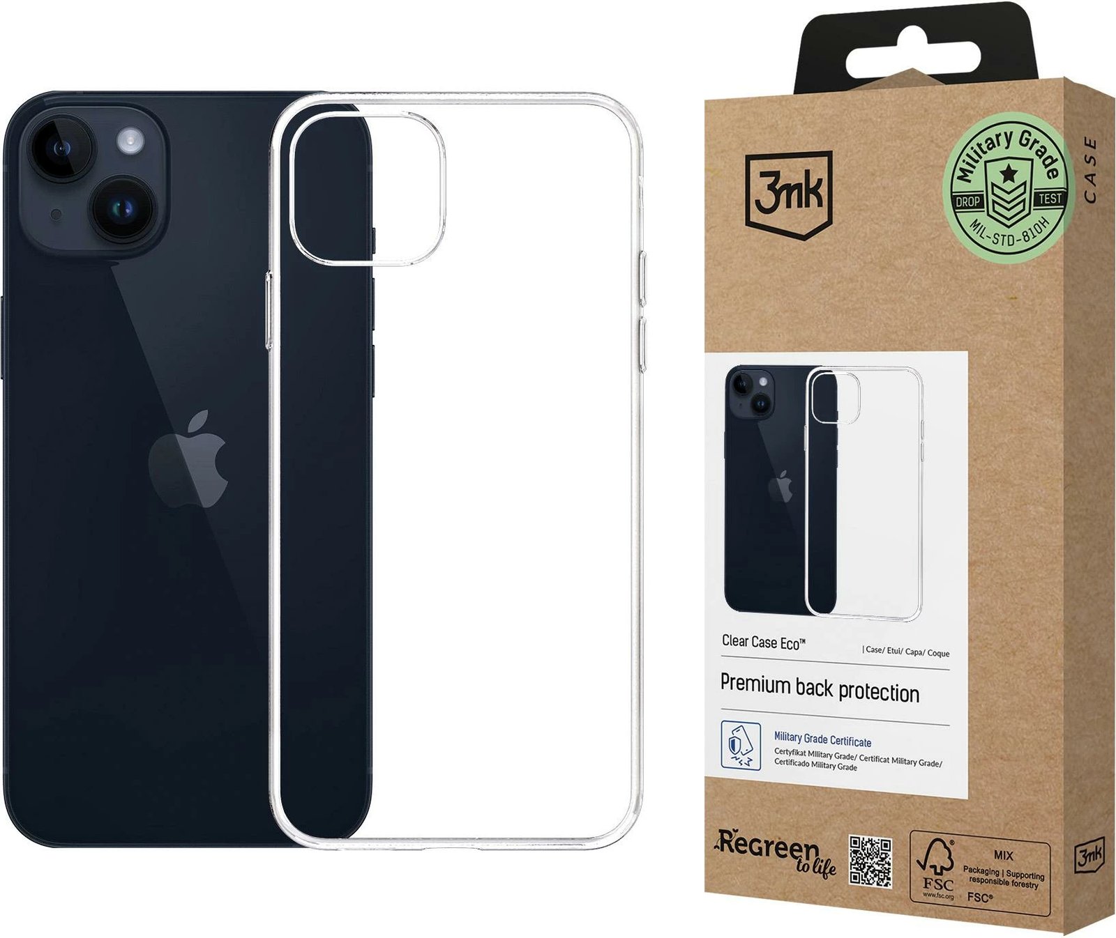 Mbështjellës 3mk Clear Case Eco për iPhone 13/14, Transparent