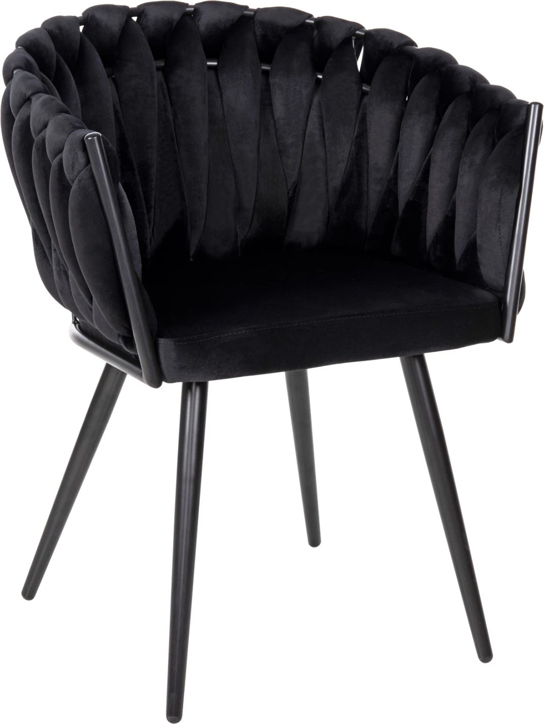 Karrige LUANDA FH8741.04, kadife e zezë, këmbë metalike të zeza, 62x54x79H cm., set prej 2 copë